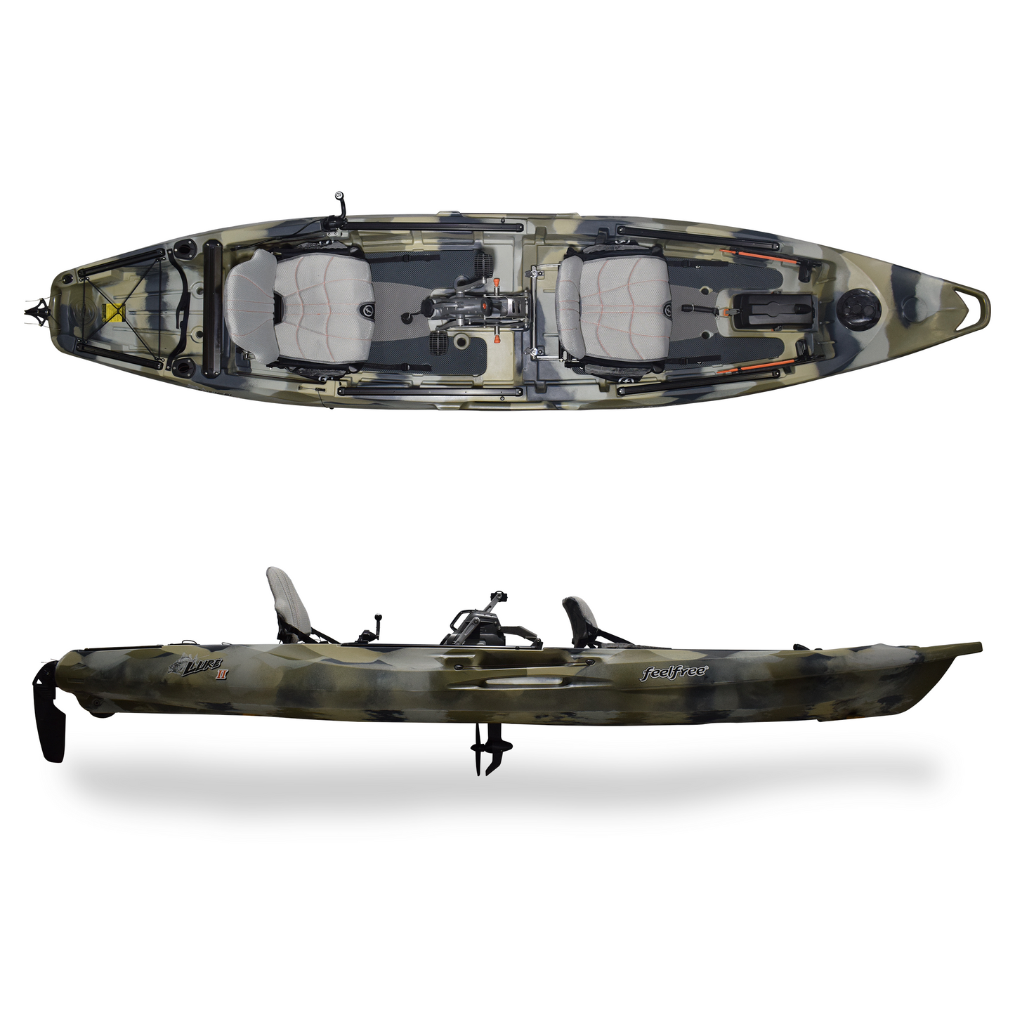 Feelfree Lure II Tandem Fishing Kayak w/ Overdrive Desert Camo